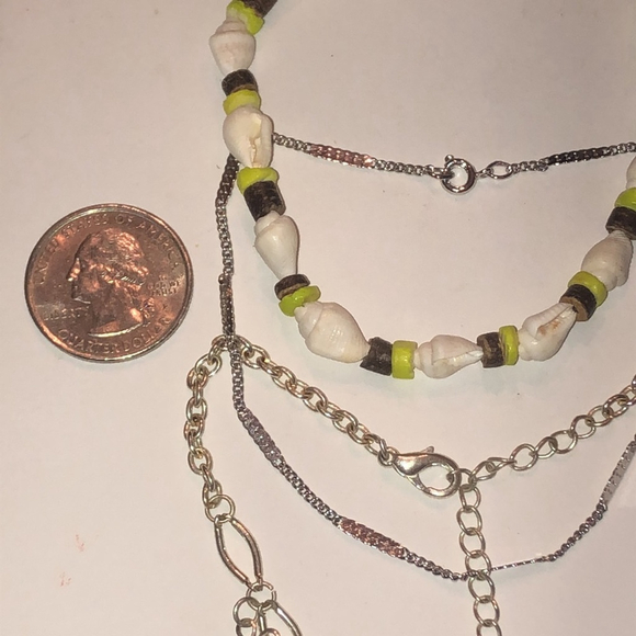 Lot of 3 Ankle Bracelets Shell Silver Tone Boho Floral Anklets - Picture 3 of 8